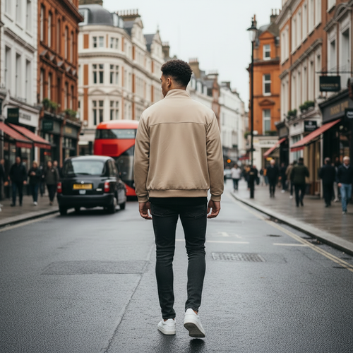 Contrast Side-Stripe Stand Collar  Jacket