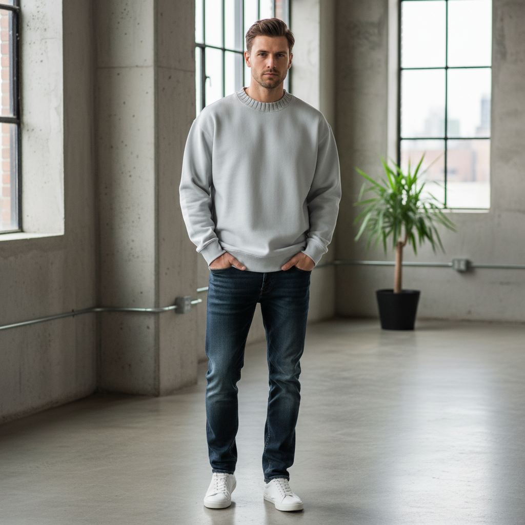 Knitted Round Neck Oversize Sweatshirt