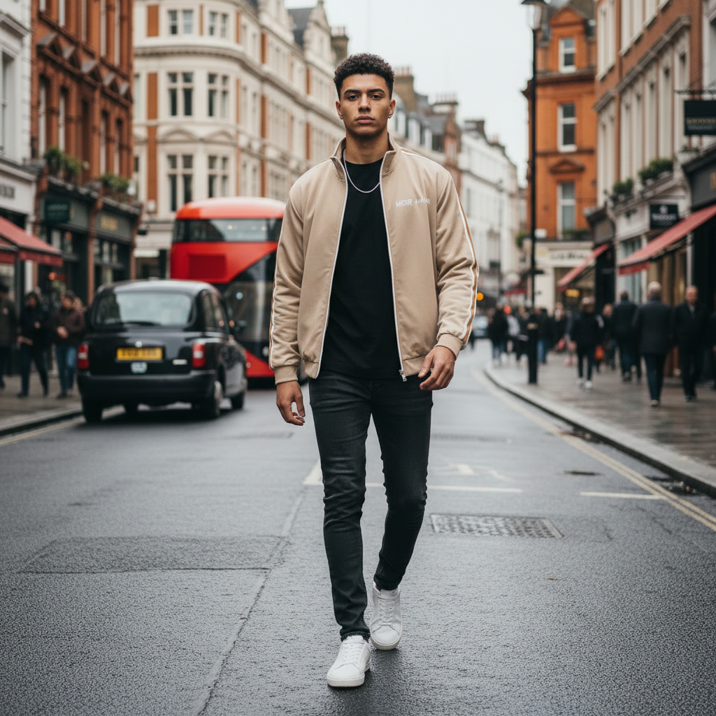 Contrast Side-Stripe Stand Collar  Jacket