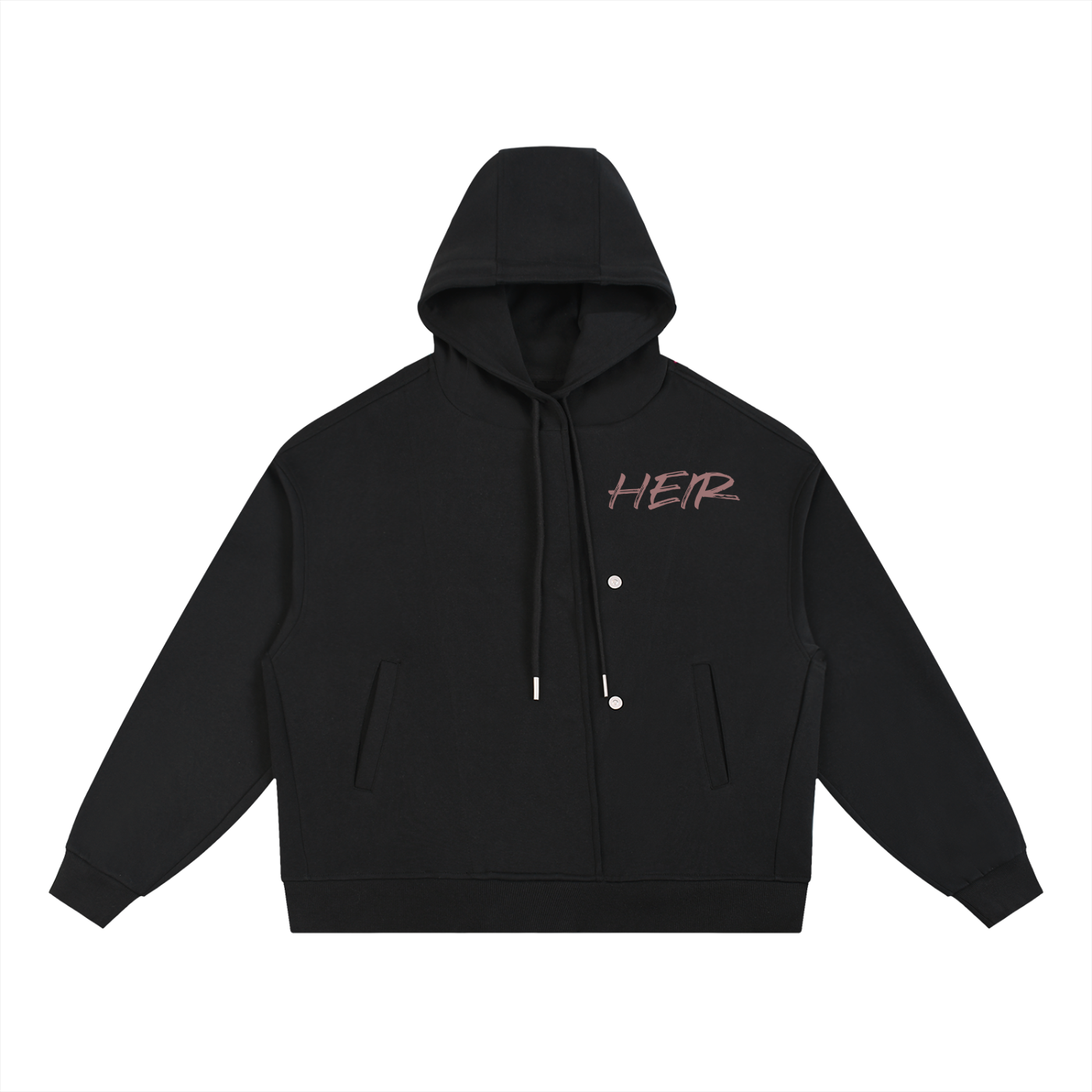 Boxy Button Placket Hoodie